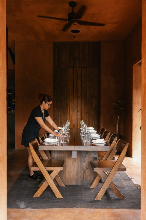 Laying the table for dinner