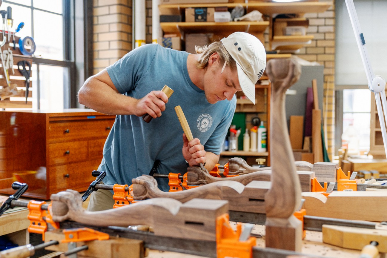 Carving a chair leg
