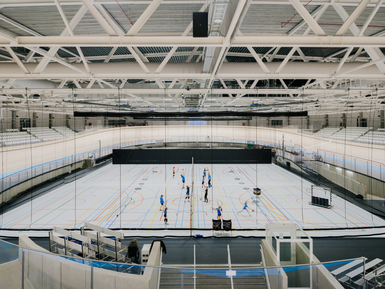 basketball court within a cycling track