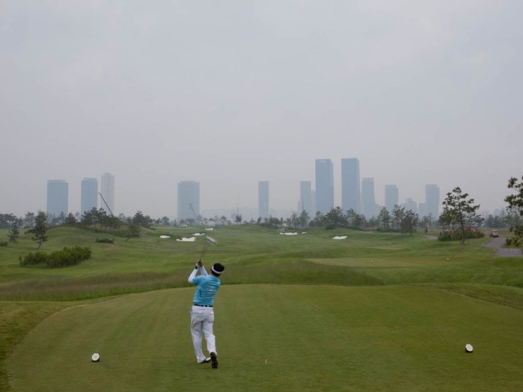 man playing golf