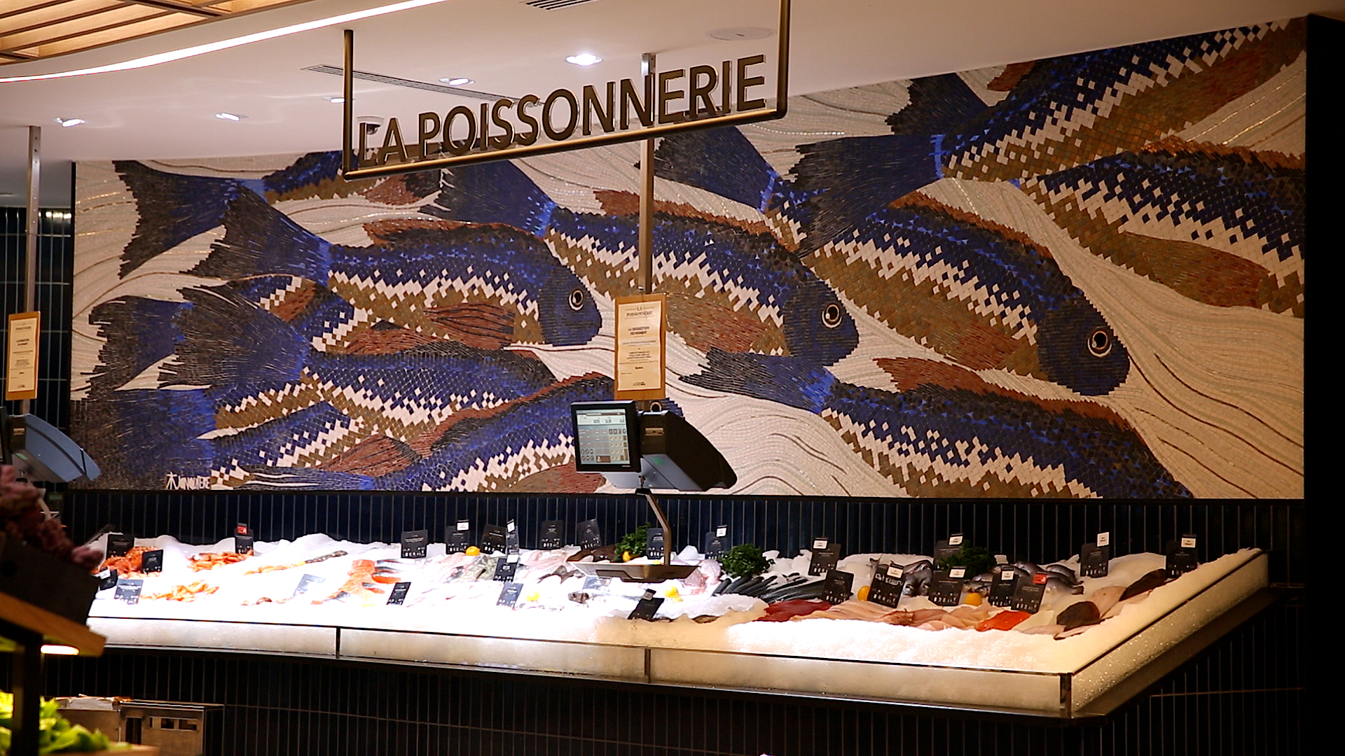Fish mosaic in a shop