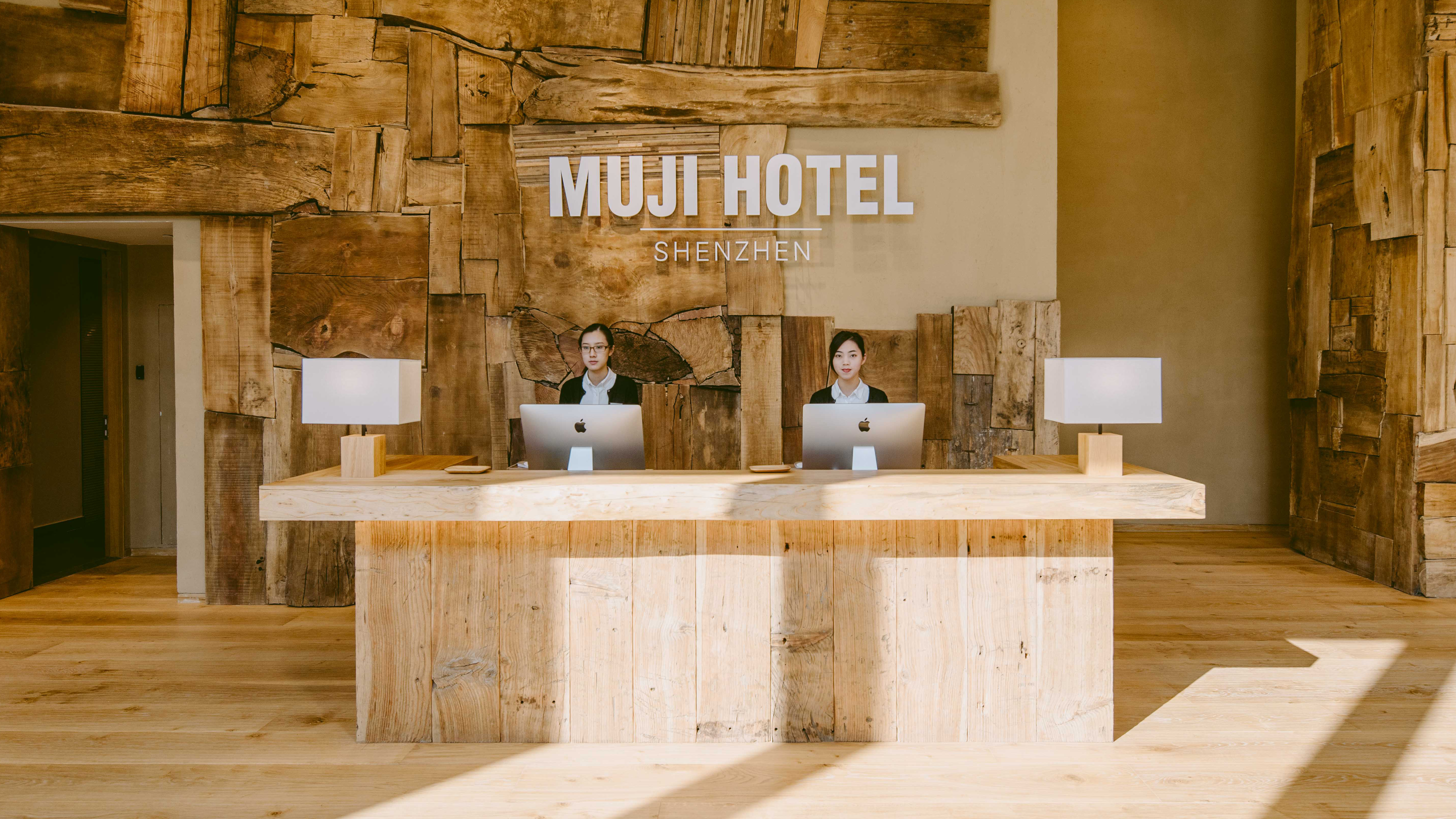 Checking in at the Muji Hotel